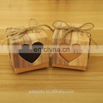 Vintage Wedding Gifts For Guests Kraft Boxes With Rustic Burlap Twine Wedding Favors Decoration Heart Candy Box