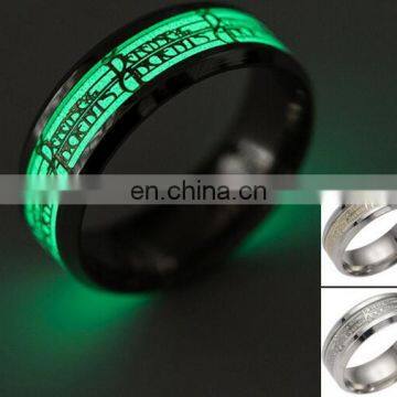 2017 Novel Stainless Steel Retro Scripture Jesus Skull Glow in the Dark Ring Fluorescent Letter Lord of Rings photo-6