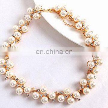 Freshwater Pearl women Necklaces White Natural Pearl Jewelry 2 lines pearls Necklace