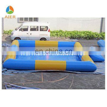 pool blue and orange pvc material inflatable square swimming pool