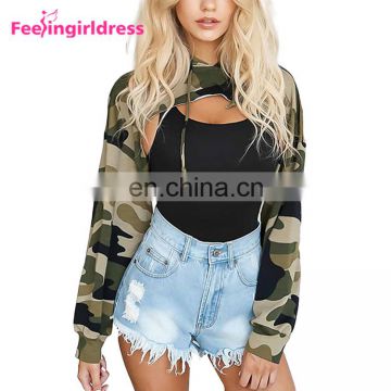 Sexy Latest Design Long Sleeve Sexy Crop Top Women