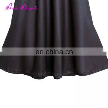 2017 New Design Women V Neck Black Loose Soft Ladies Dresses photo-4