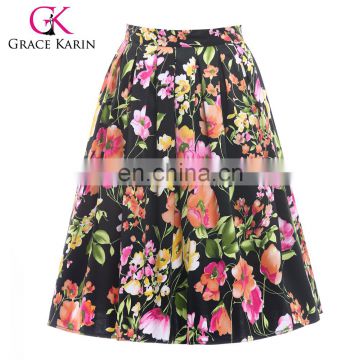 19 Colors ! Grace Karin Cheap Occident Short Retro Vintage 50s Floral Print Cotton Skirt CL6294-11#