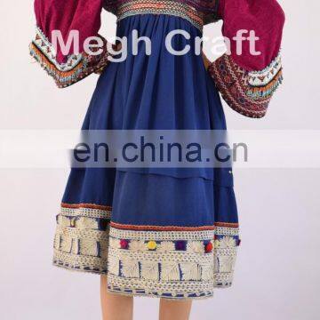 Vintage Afghani Gypsy Dress - Handmade Beaded Tassels -Vintage Bohemian Full Skirt - Kuchi Dress photo-4