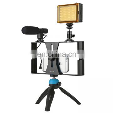 Smartphone Video Holder,LED Studio Light,Video Shot gun Microphone, Mini Tripod Mount Kits with Cold Shoe Tripod Head for Phone