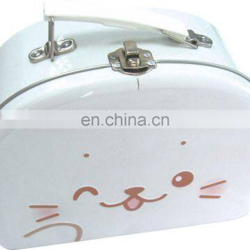 Cosmetic packaging lunch tin box with plastic handle