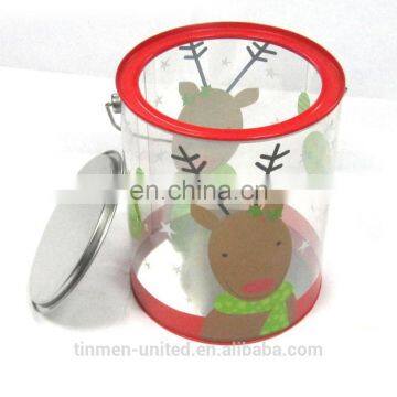 Christmas gift tin can with plastic body