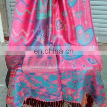 2015 new viscose heart-shaped jacquard pashmina shawl 200*70cm