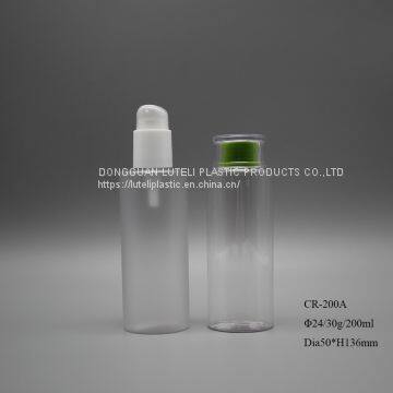 200ml Frosted / Mat Round Plastic PETG Skin Care Lotion Bottle With Inner Plug and Screw Cap photo-5
