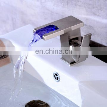 LED Bathroom Basin Faucet Brass Mixer Tap Brass Waterfall Faucets