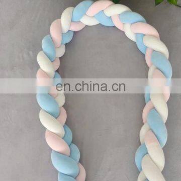 Mixed Colors Baby Crib Pillow Braided Crib Bumper Knot Decorative Bolster Pillow photo-5