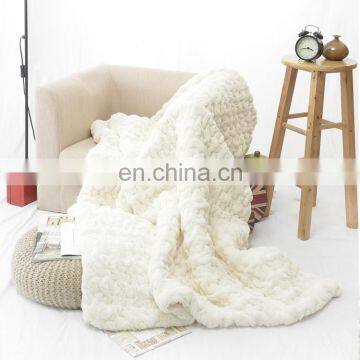 Top Seller Super Soft Extra Cozy Luxury Embossed Rabbit White Faux Fur Throw Blanket for Bed photo-5