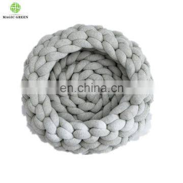 12 Colors Stock 100% COTTON SEAMLESS D2-3cm Machine Washable Roving Yarn Filled Tube Braid Hand Knit Pet Plaid House Bed photo-5