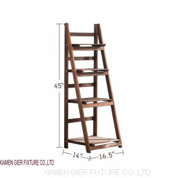 Uniquely Finished Easy Clean Folding Display Rack Wood Plants Stand Outdoor Indoor Ladder Shelf photo-3