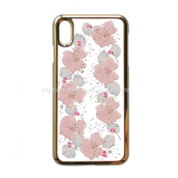 Golden Edge Epoxy Phone Case Flower Phone Case Floral Mobile Cover photo-5