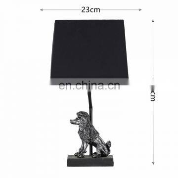Wholesale Square Black Lamp Shade Animal Base Bedside Lamp Modern Silver Resin Table Lamp for Hotel Decor photo-6