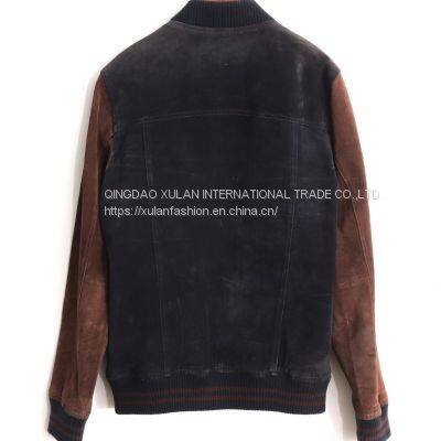 FACTORY NEW ARRIVAL FASHION MEN'S GENUINE SUEDE LEATHER BASEBALL JACKET 2021/AW photo-2