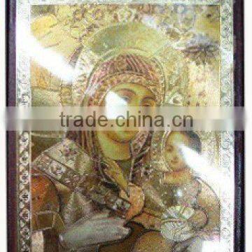 Madonna and Child Icon on Wooden Frame