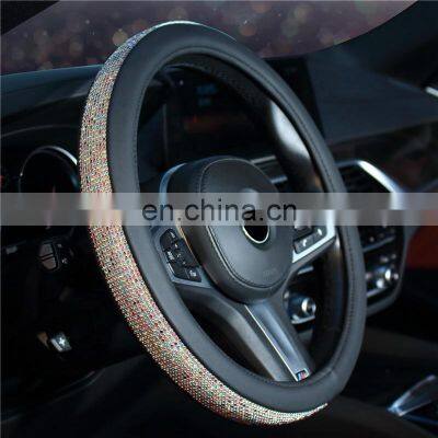 Fashionable Ladies Interior Decoration Supplies Bling Diamond Universal Car Steering Wheel Cover photo-3