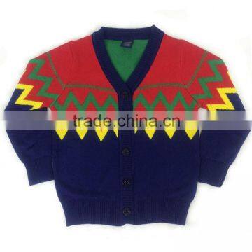 Child Custom pattern cardigan knitwear cardigan wholesale sweater with long sleeve