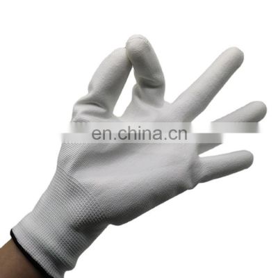 Wholesale Free sample EN388 White knit Nylon Polyurethane Palm Fit Dipped PU Coated safety Work glove for assembly electronic