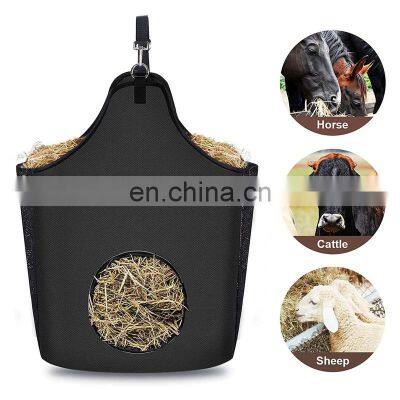Cost Effective Black Oxford Cloth Net Logo High Quality Slow Feeder Horse Pet Hay Bag photo-4