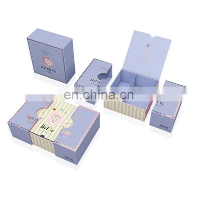 Divided 2 piece pack wholesale split box set custom double wall cosmetic boxes for skincare