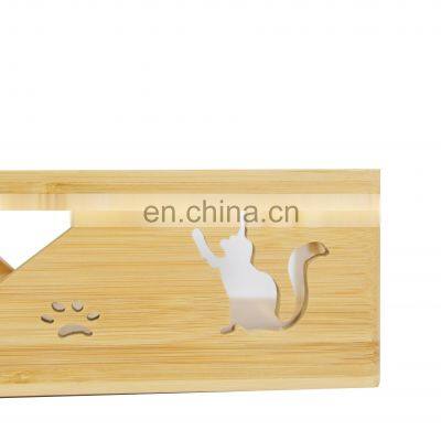 Bamboo Pet Bowl Elevated Dog Cat Food and Water Bowls Stand Feeder Poultry Feeder photo-4