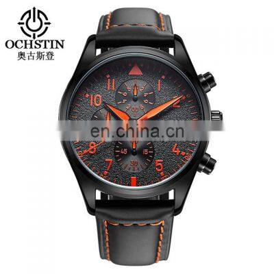Ochstin GQ043B Sports Mens Quartz Watch Chrono Waterproof Luxury Leather Wrist Watches for Men photo-2