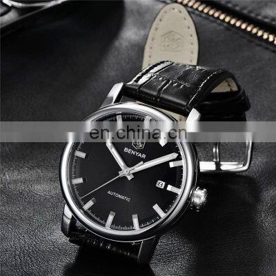 Benyar BY-5144 Fashion Leather Men Mechanical Watches Analog Water Resistant Stainless Steel Case Automatic Watch photo-3
