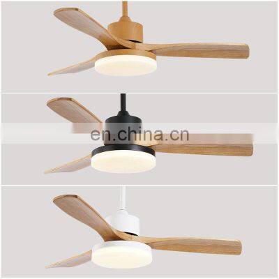 3 Blades Modern Decorative Home Living Room Copper Pendant Lighting Wireless Indoor Ceiling Fan Wood With Led Lamp for Kitchen photo-3