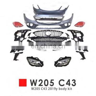 W205 C43 Car Grille Assembly Red Light Lower Lips Rear Bumper For Mercedes Benz 2014-2020/2018-2020