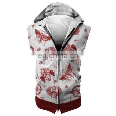 Mens Fitness Sleeveless Hoodies Full Zip Pocket Sweatshirts Custom Gym Hoodie Style Zipper-Up