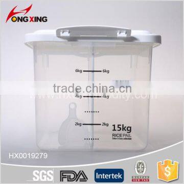 Transparent 15L Plastic Dry Food Container With Compartment photo-2