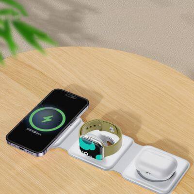 Top Selling Product Qi 15W Fast Wireless Charger 3 In 1 Portable Wireless Charger For Phone