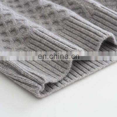 Women's 100% Cashmere Crew Neck Long Sleeved Chunky Cable Knit Casual Pullover Sweater Winter Season