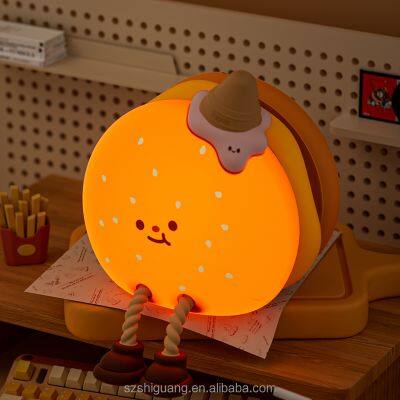 EGOGO Burger Baby silicone night light bedroom bedside lighting decoration USB charging night pat warm light