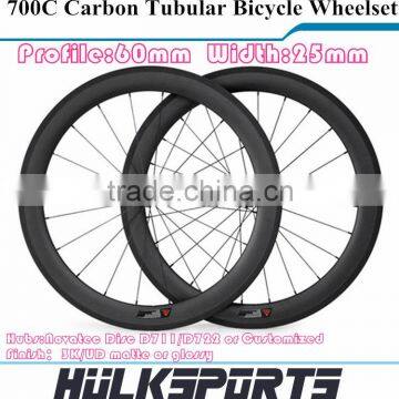 Carbon Road Bike 700C 60mm Profile 25mm Width Tubular Disc Carbon Wheels Bicycle Parts                        
                                                                                Supplier's Choice