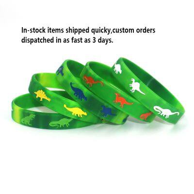 Chinese Factory in Stock Dinosaur Adventure Embossed Silicone Wristband Kids Dinosaur School Activity Present Silicone Bracelet photo-2