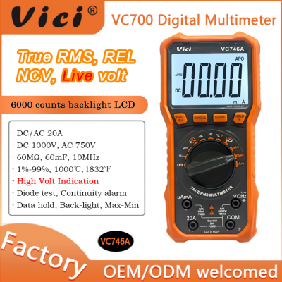 Vicimeter VC746A T-RMS NCV LIVE REL ACA DCA ACV DCV OHM Fara Hz Temp Detecting 6000 Digits Multimeter photo-2