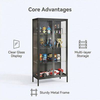 Resin Model Display Cabinet for Statue Collection / Magnetic Door Tempered Glass Case 1600mm Easy Assembly