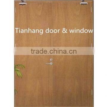 Double leaf wooden fireproof door