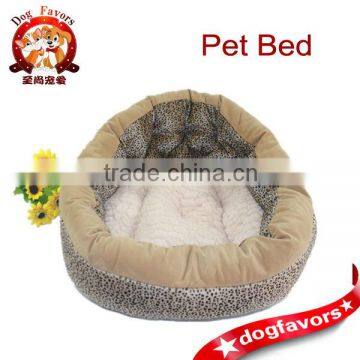 Fashion Warm Pet Bed, Fleece Pad and Leopard Fabric Dog Sleeping Bed