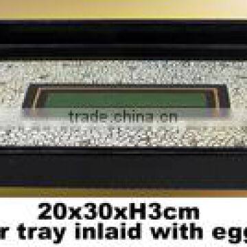 Black square lacquered tray with egg shell inlay TK Vietnam