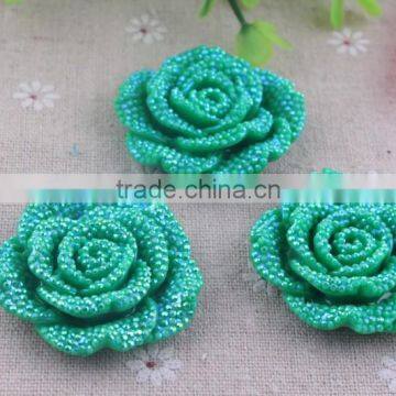 Cheapest fashion resin rhinestone flower pendant!resin large plastic flower beads with hole in bulk!