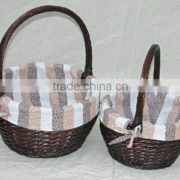 willow basket with fabric