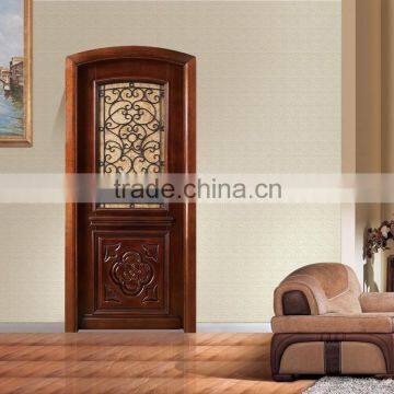 Rural Flower Carving Solid Birch Wood Glass Door Designs for Interior photo-5