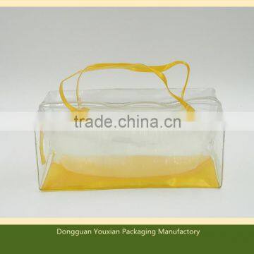 PVC handle bag with color bottom for nail polish , brush , personal care , beauty item , skin care