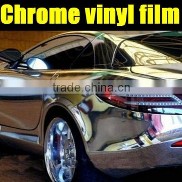 2013 hot sell silver chrome vinyl, chrome sticker with air drain adhensive silver chrome film