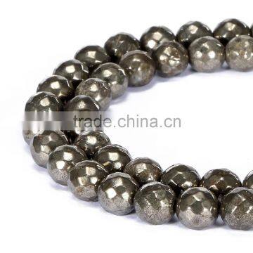 Good Sale Faceted Round Dull Gold Pyrite Gemstone Loose Beads